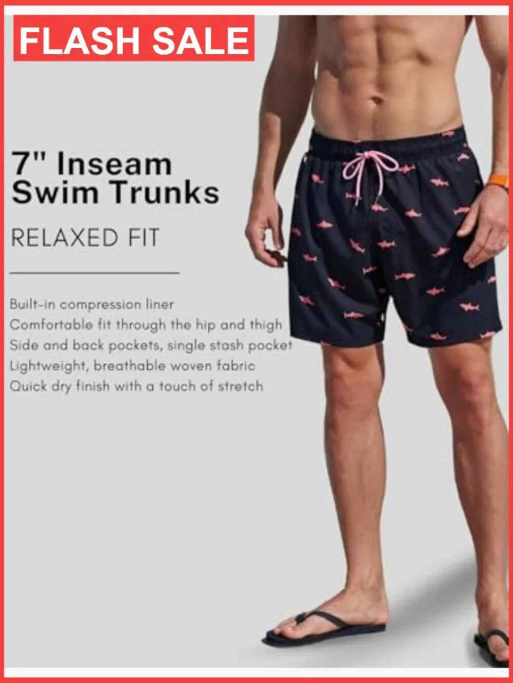 Men's 7 Inch Swim Trunks with Compression Liner Quick Dry 2 Pack